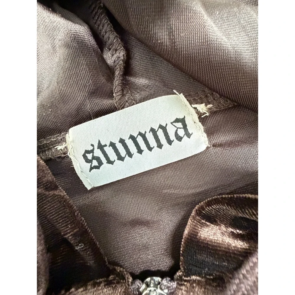 Stunna Set Brown Velvet Velour Rhinestone Cropped Hoodie Shorts S New